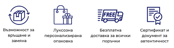 Възможност за връщане и замяна, луксозна персонализирана опаковка безплатна доставка за всички поръчки, сертификат и документ за автентичност.