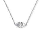 Сребърно колие с мойсанит Senita Marquise, с изчистен дизайн и марquise форма на камъка.