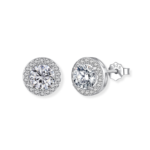 Обеци с мойсанит и циркон Dea, кръгли, с блестяща обкова и детайли от циркон.